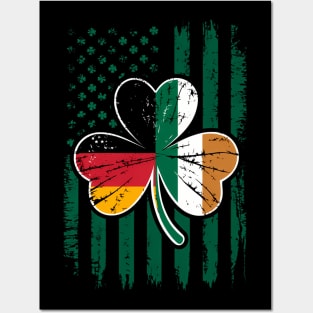 St Patricks Day Irish American Flag - Irish German Flag Posters and Art
